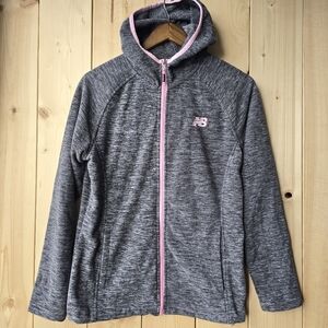 New Balance Zipper Hoodie Sweater Grey Pink Zip Up Jacket Size Medium